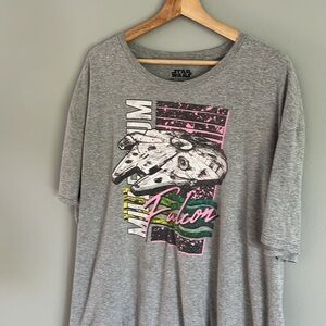 Star Wars Millennium Falcon Graphic Tee Distress Retro Look Size 2XL